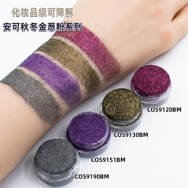 Grade Kosmetik Selulosa Bio Glitter Bulk Powder Encore Merah Untuk Lilin Mencair Nail Art Polish