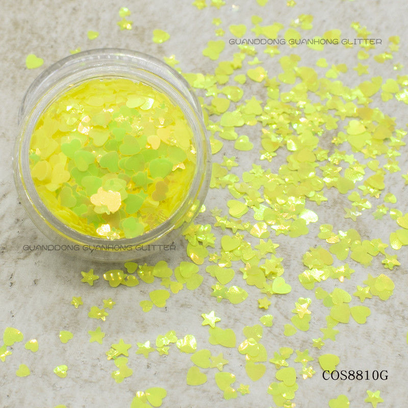 Eco Friendly Creative Nail Art Stars Heart Shapes Chunky Mix Kosmetik Grade Glitter Powder Bulk untuk Makeup Liburan