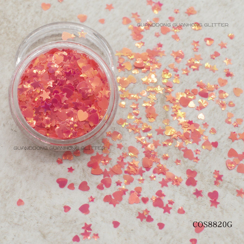 Eco Friendly Creative Nail Art Stars Heart Shapes Chunky Mix Kosmetik Grade Glitter Powder Bulk untuk Makeup Liburan