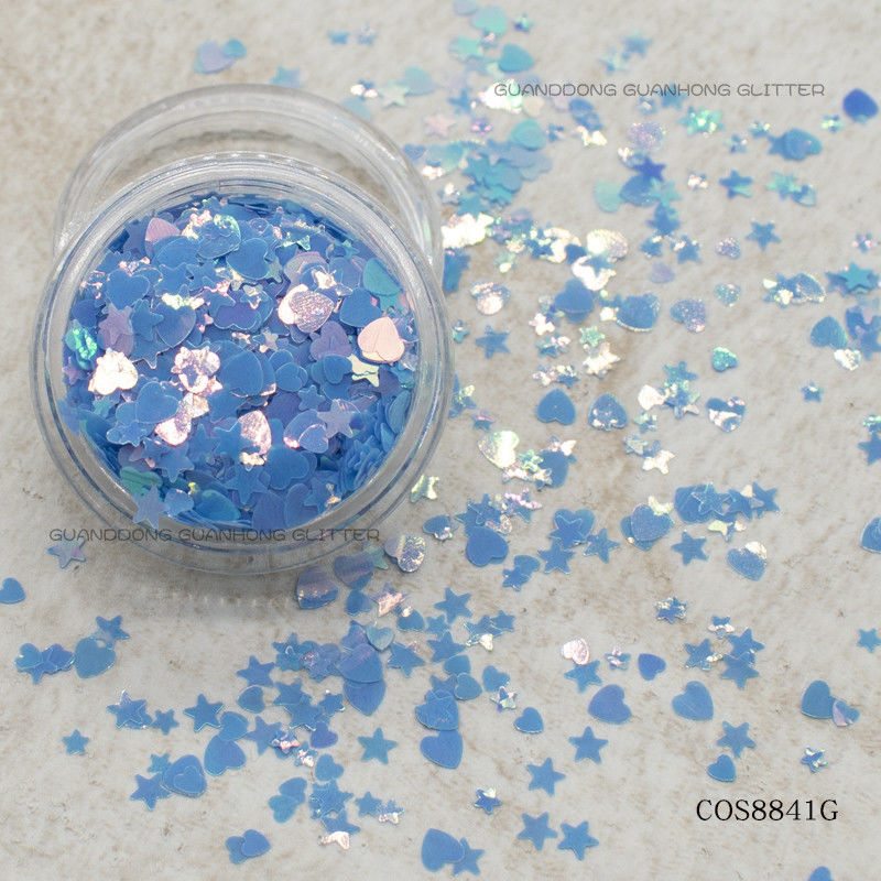 Eco Friendly Creative Nail Art Stars Heart Shapes Chunky Mix Kosmetik Grade Glitter Powder Bulk untuk Makeup Liburan