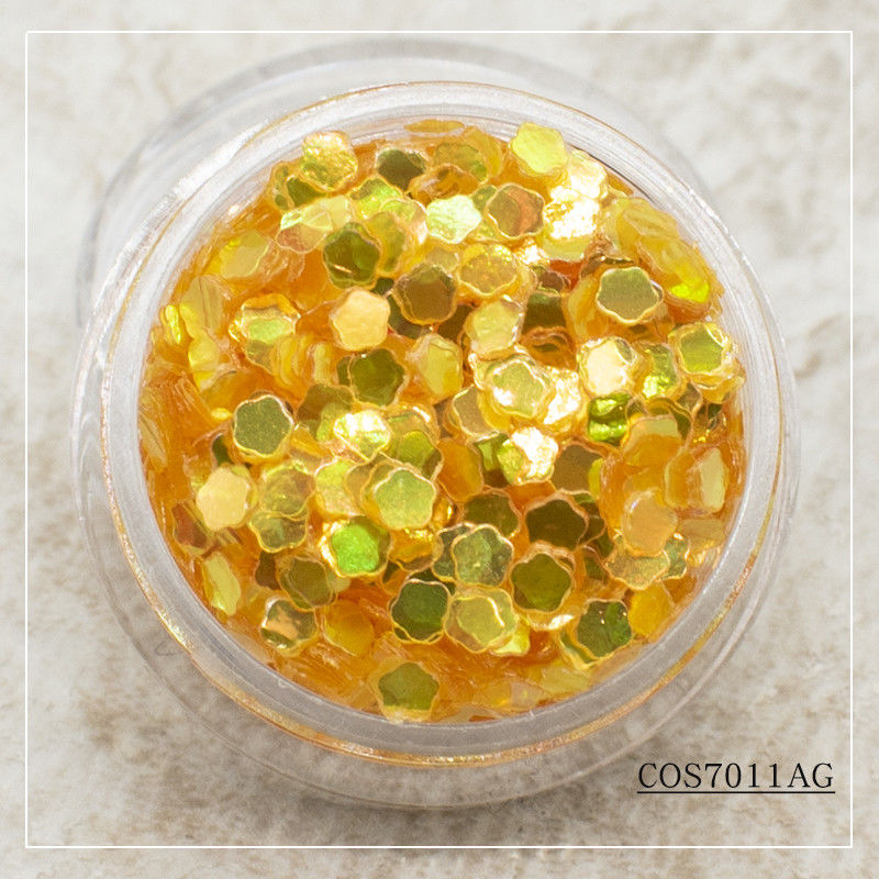 PET Kosmetik Grade Plum Blossom Makeup Crafts Bulk Glitter Powder ODM/OEM untuk Dekorasi Wajah Berbentuk Khusus dalam dalam PET