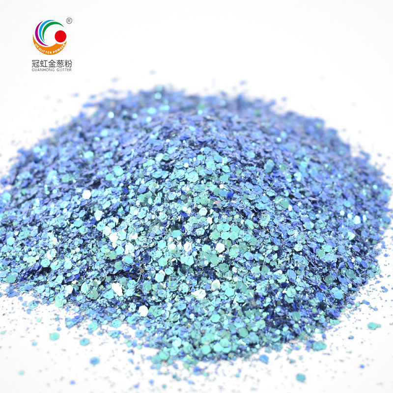 Party Makeup Compatible PET Charming Solvent Resistant Chameleon Glitter Powder Mix dengan Mix Size dan Hexagon