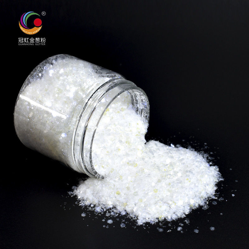 Putih PET Chunky longgar kosmetik Glitter Pigment Campuran Irregular Strip Untuk Pertunjukan Panggung