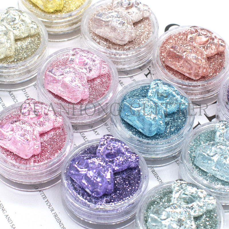 ODM Hexagon Loose Cosmetic Glitter Pigment Untuk Polish Kuku Pink Biru Ungu Kuning
