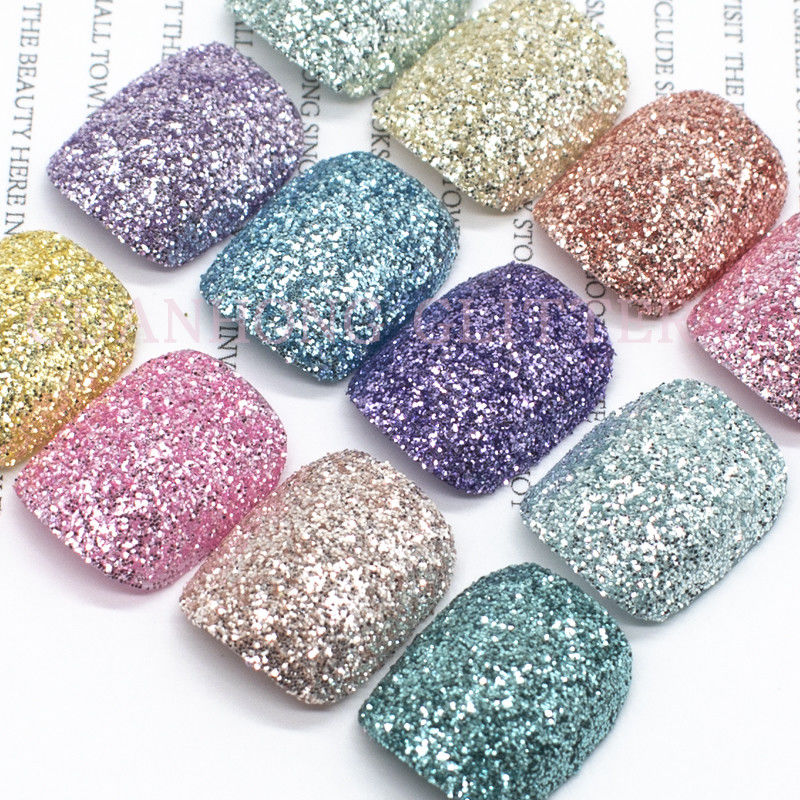 ODM Hexagon Loose Cosmetic Glitter Pigment Untuk Polish Kuku Pink Biru Ungu Kuning