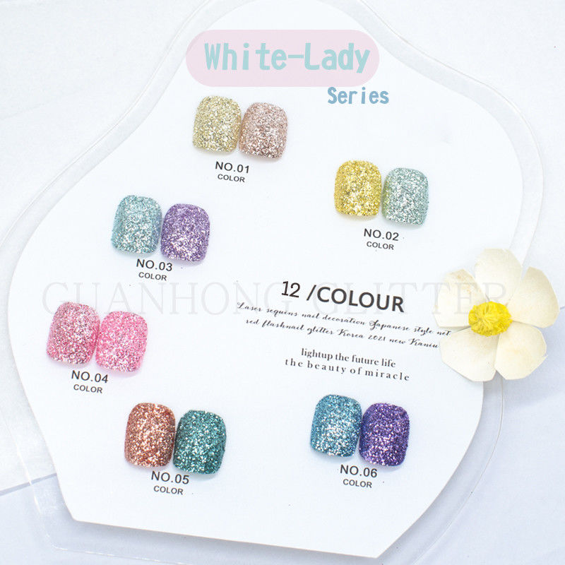 ODM Hexagon Loose Cosmetic Glitter Pigment Untuk Polish Kuku Pink Biru Ungu Kuning