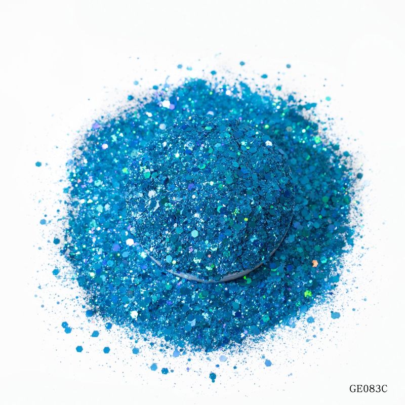 PET Hexagonal Laser Chunky Glitter Mix Powder Untuk Kuku Dekorasi Liburan