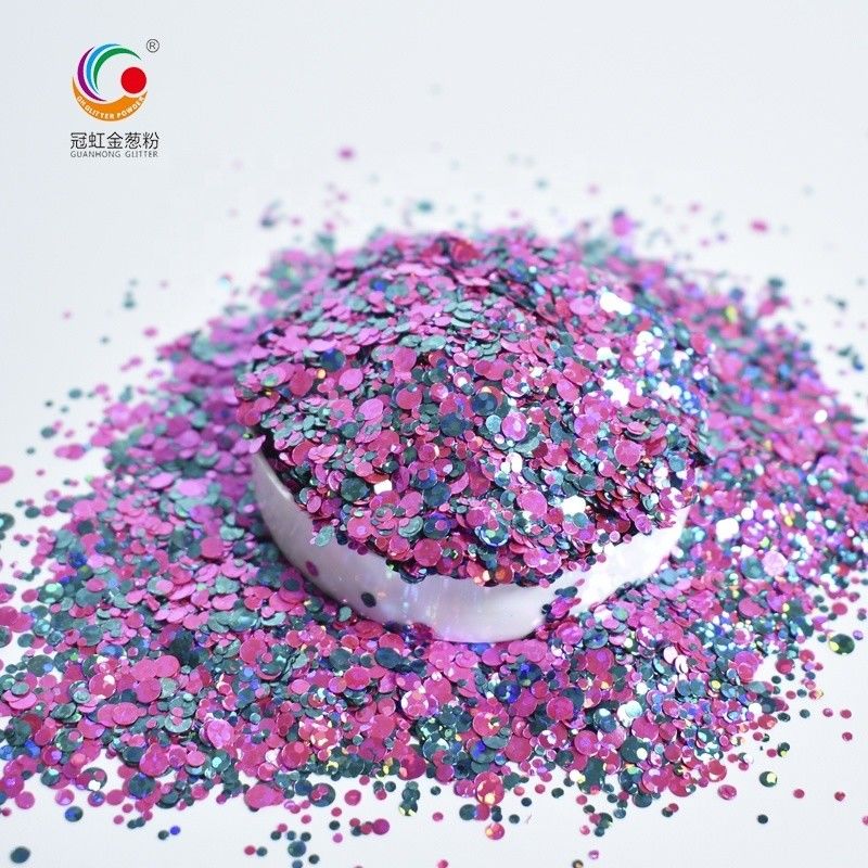 GW002 Bulk Polyester Glitter Chunky Mixed Shapes Starry Glitter Powder for Nail Art Body Decoration Print Method Colors