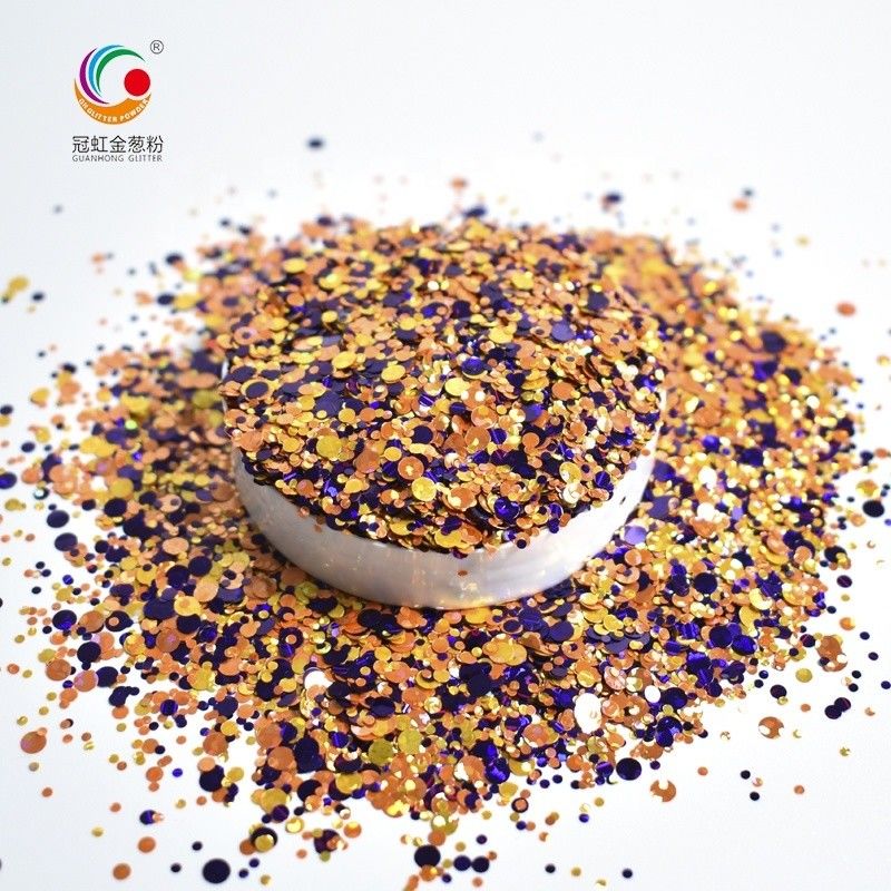 GW002 Bulk Polyester Glitter Chunky Mixed Shapes Starry Glitter Powder for Nail Art Body Decoration Print Method Colors