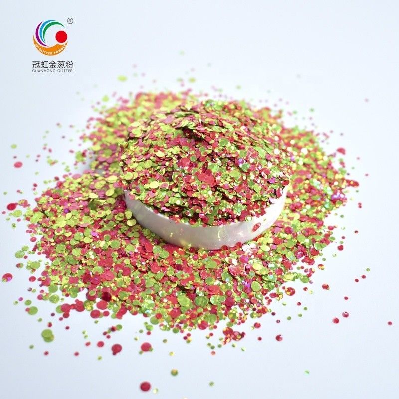 GW002 Bulk Polyester Glitter Chunky Mixed Shapes Starry Glitter Powder for Nail Art Body Decoration Print Method Colors