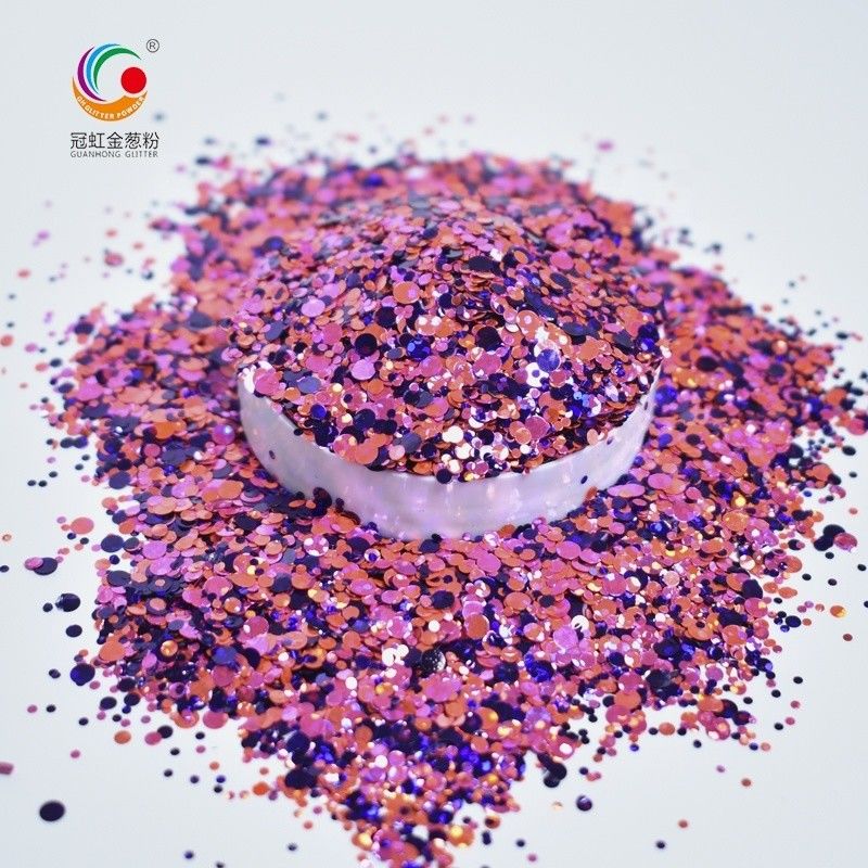 GW002 Bulk Polyester Glitter Chunky Mixed Shapes Starry Glitter Powder for Nail Art Body Decoration Print Method Colors