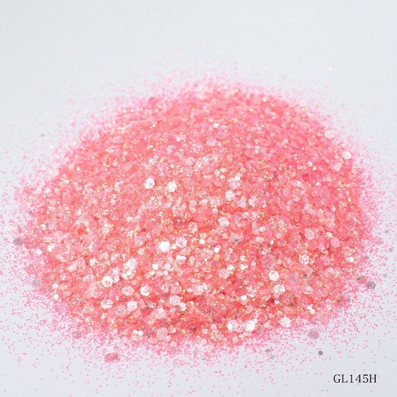 Dekorasi kuku Polyester Hexagonal Holo Glitter Campuran Pelangi Chunky Glitter Untuk Perlengkapan Natal