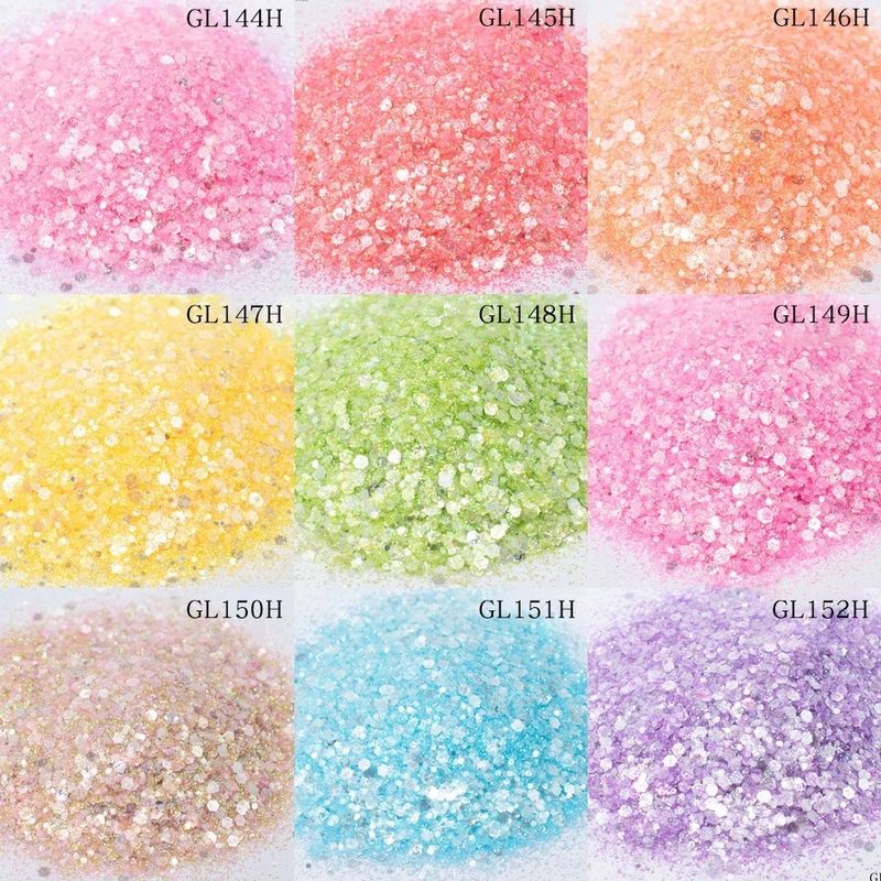 Dekorasi kuku Polyester Hexagonal Holo Glitter Campuran Pelangi Chunky Glitter Untuk Perlengkapan Natal