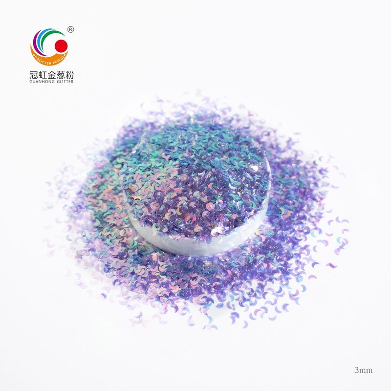 Outdoor Christmas Decoration Bulk PET Moon Shape Iridescent Glitter Powder for Crafts Christmas Cosmetic Unique Decoration