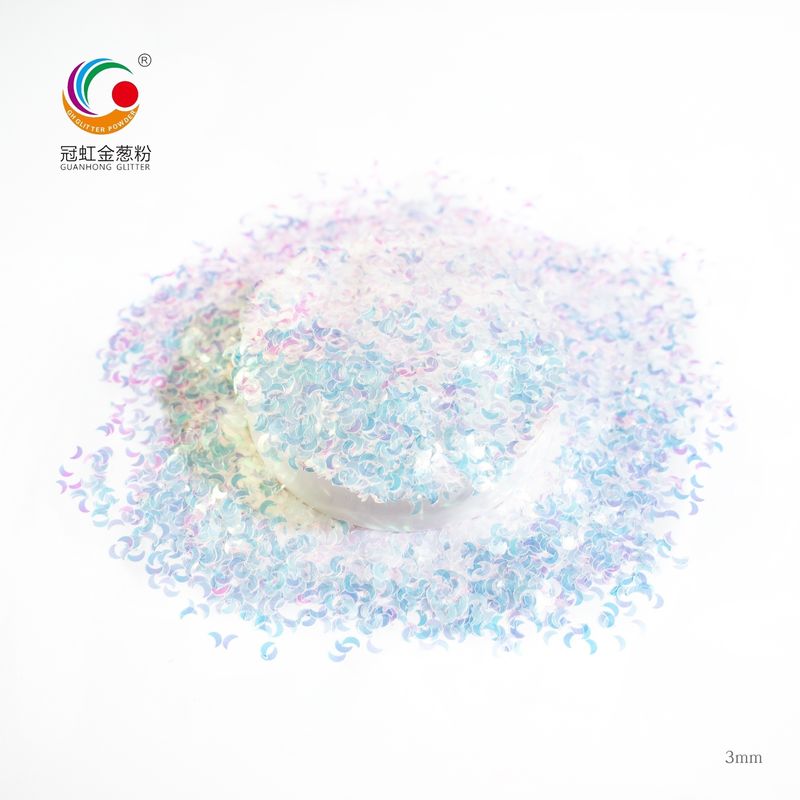 Outdoor Christmas Decoration Bulk PET Moon Shape Iridescent Glitter Powder for Crafts Christmas Cosmetic Unique Decoration