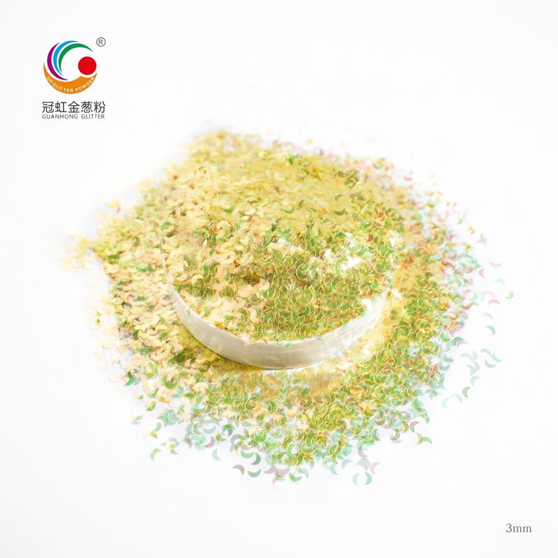 Outdoor Christmas Decoration Bulk PET Moon Shape Iridescent Glitter Powder for Crafts Christmas Cosmetic Unique Decoration