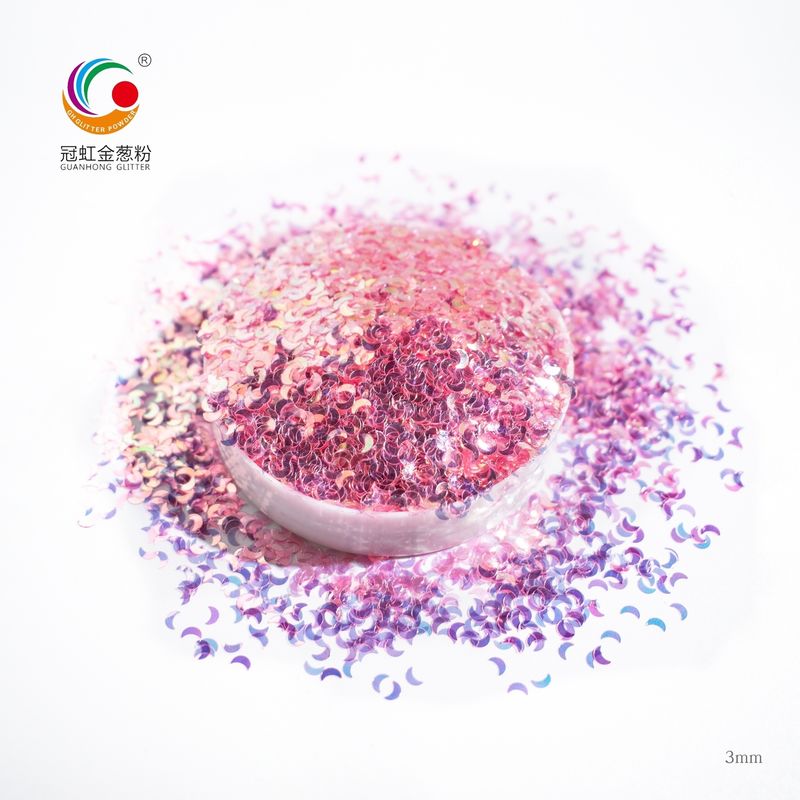 Outdoor Christmas Decoration Bulk PET Moon Shape Iridescent Glitter Powder for Crafts Christmas Cosmetic Unique Decoration