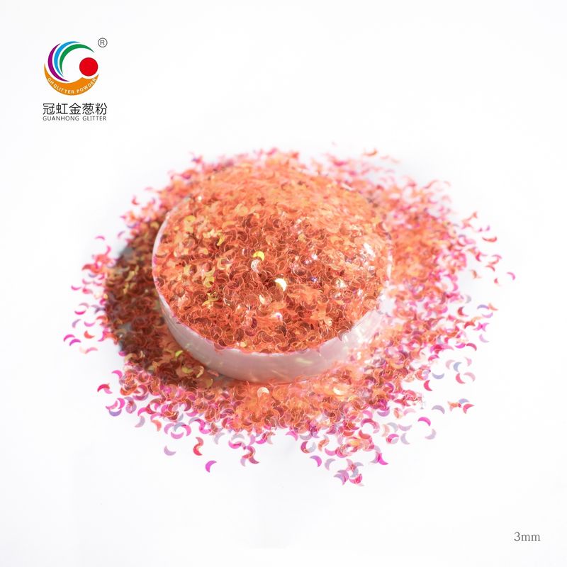 Outdoor Christmas Decoration Bulk PET Moon Shape Iridescent Glitter Powder for Crafts Christmas Cosmetic Unique Decoration