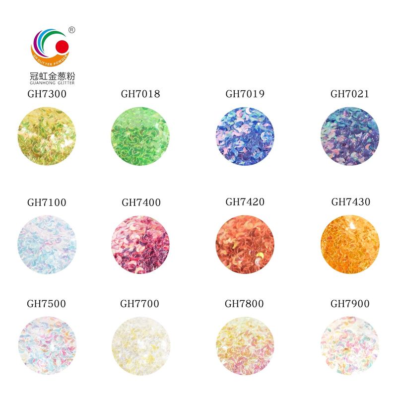 Outdoor Christmas Decoration Bulk PET Moon Shape Iridescent Glitter Powder for Crafts Christmas Cosmetic Unique Decoration