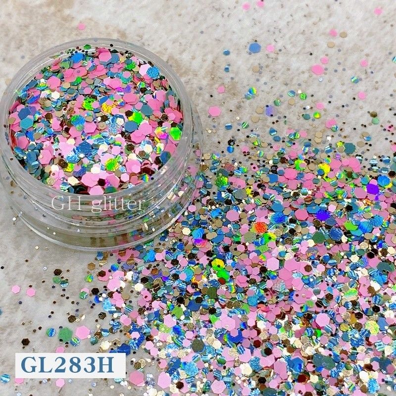 ODM PET Hexagonal Glitter Mix Sequin Untuk Kuku Natal Halloween Kerajinan Dalam Bulk