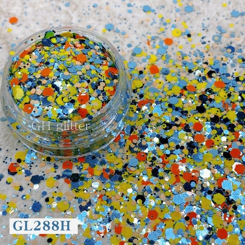 ODM PET Hexagonal Glitter Mix Sequin Untuk Kuku Natal Halloween Kerajinan Dalam Bulk