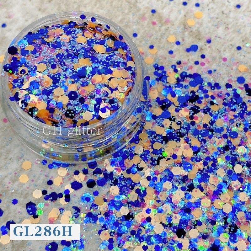 ODM PET Hexagonal Glitter Mix Sequin Untuk Kuku Natal Halloween Kerajinan Dalam Bulk