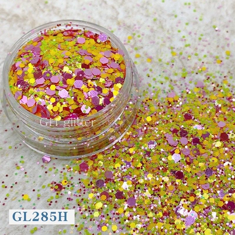 ODM PET Hexagonal Glitter Mix Sequin Untuk Kuku Natal Halloween Kerajinan Dalam Bulk