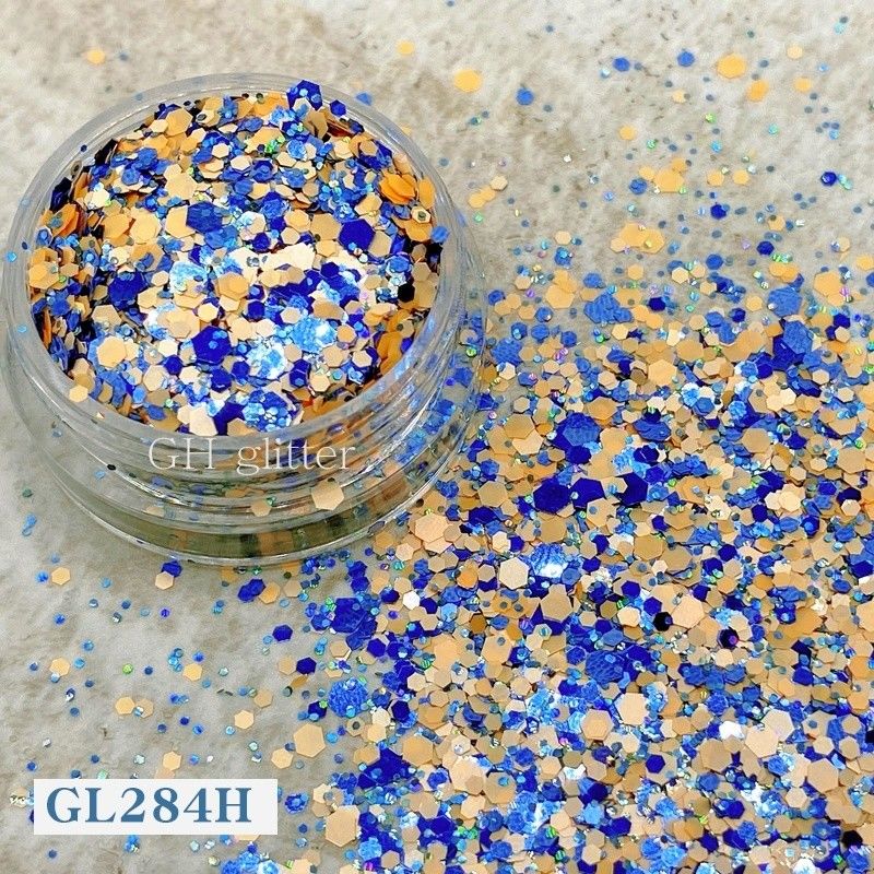 ODM PET Hexagonal Glitter Mix Sequin Untuk Kuku Natal Halloween Kerajinan Dalam Bulk