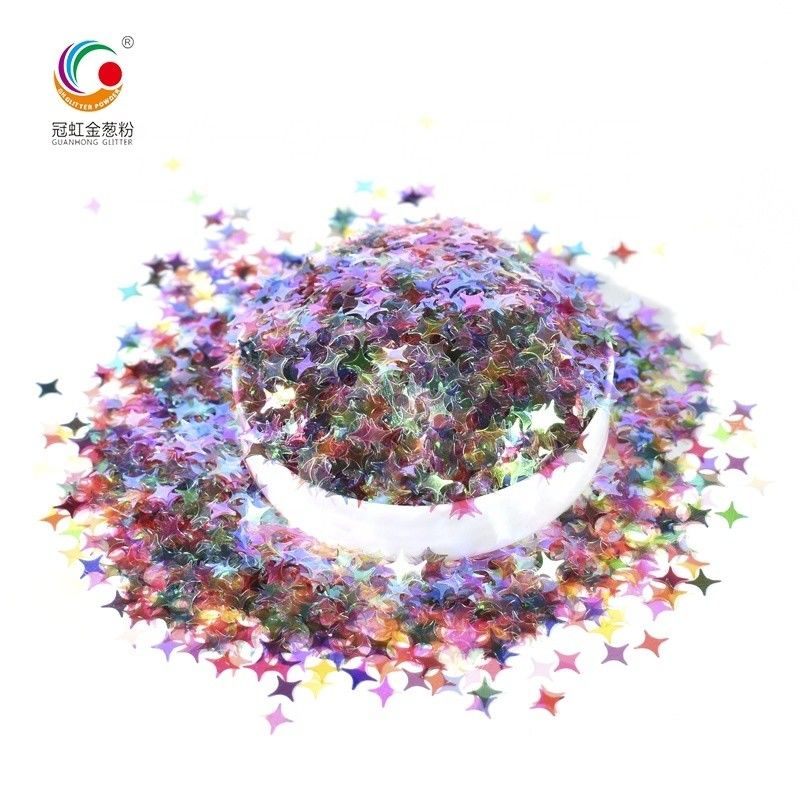 Craft Decoration GH9641 Eco-friendly Biodegradable Mixed Sizes Star Shape Cloud Blue Glitter Powder for Plastic Leather
