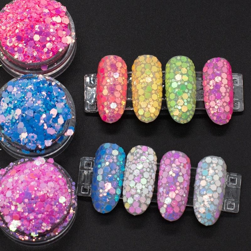 Chunky PET Dekorasi Natal Custom Glitter Campuran Hexagonal Eye Sequin Pigment