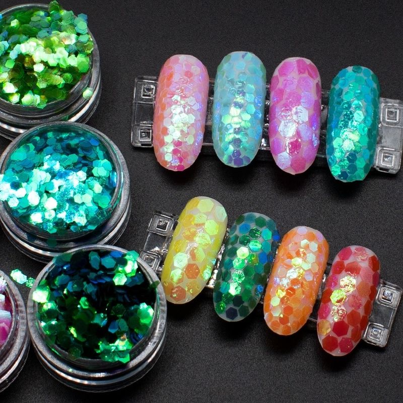 Chunky PET Dekorasi Natal Custom Glitter Campuran Hexagonal Eye Sequin Pigment