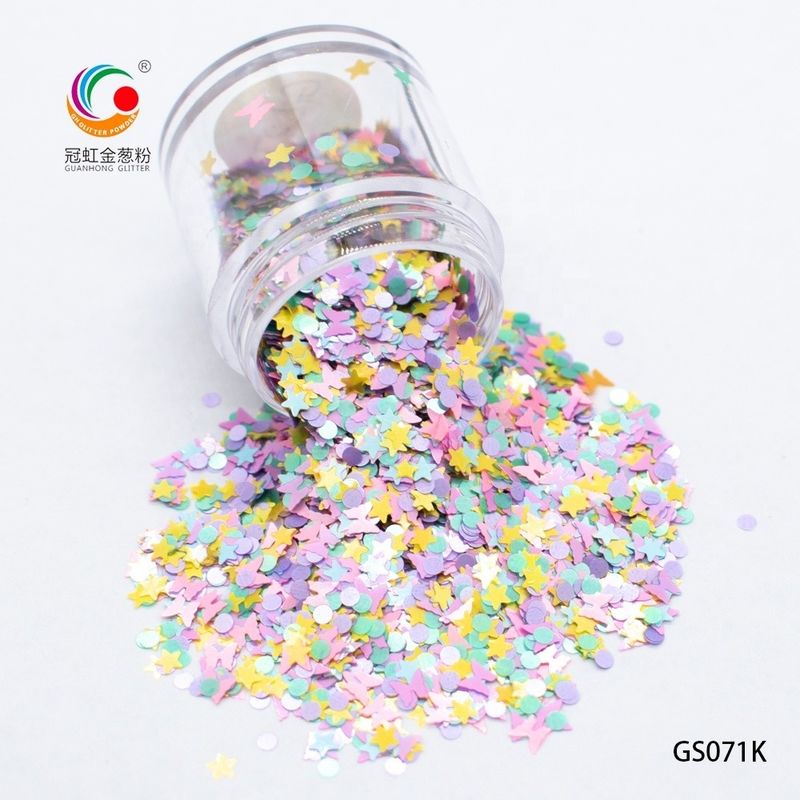 Dekorasi Pesta Funky Glitter Gula Campuran Iridescent Pelangi Glitter Chunky Kupu-kupu Star Heart