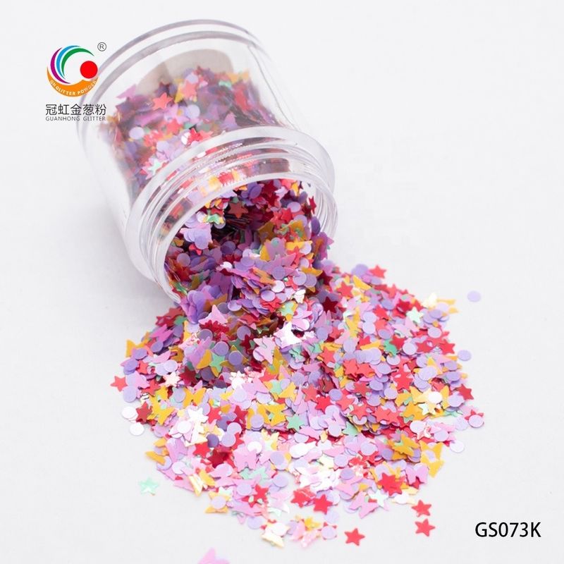 Dekorasi Pesta Funky Glitter Gula Campuran Iridescent Pelangi Glitter Chunky Kupu-kupu Star Heart