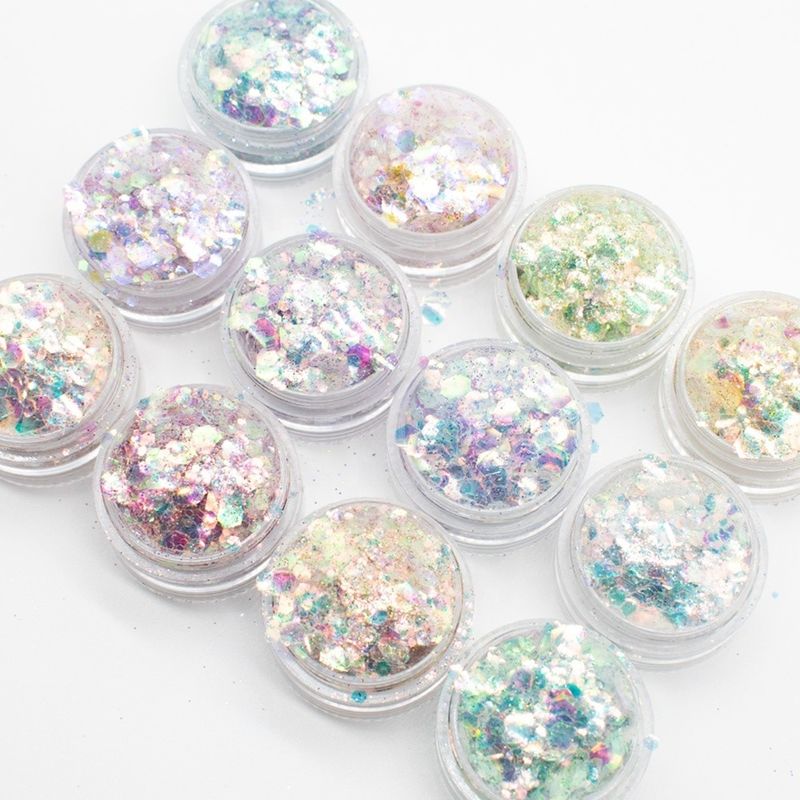 Fantasi Warna Tahap Peri Makeup Plastik Glitter Blend Powder Holographic Craft