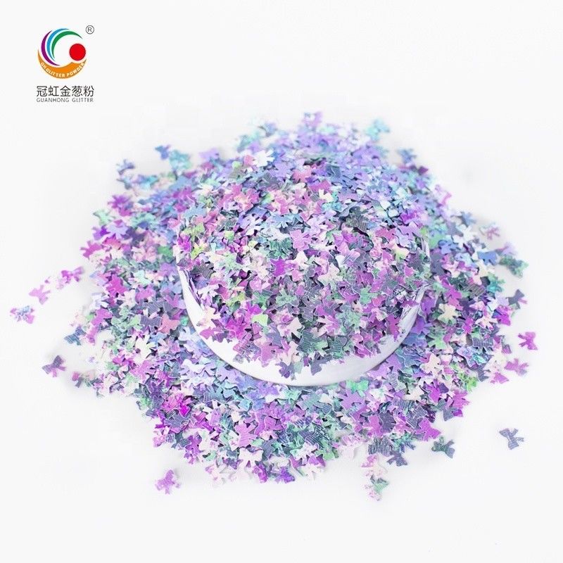 Eco Friendly PET Glitter Powder Chunky Bowknot Warna Neon Untuk Kerajinan Wajah Tubuh