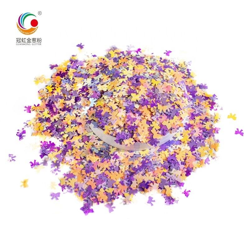 Eco Friendly PET Glitter Powder Chunky Bowknot Warna Neon Untuk Kerajinan Wajah Tubuh