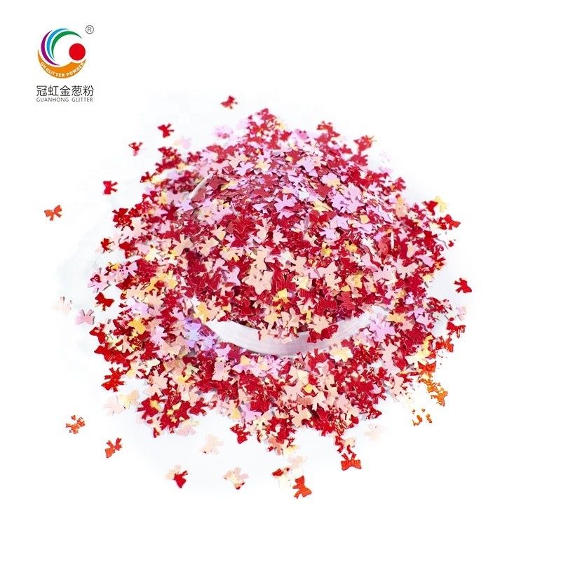 Eco Friendly PET Glitter Powder Chunky Bowknot Warna Neon Untuk Kerajinan Wajah Tubuh