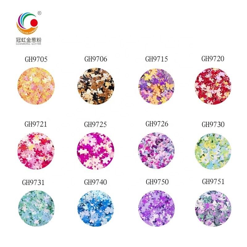 Eco Friendly PET Glitter Powder Chunky Bowknot Warna Neon Untuk Kerajinan Wajah Tubuh