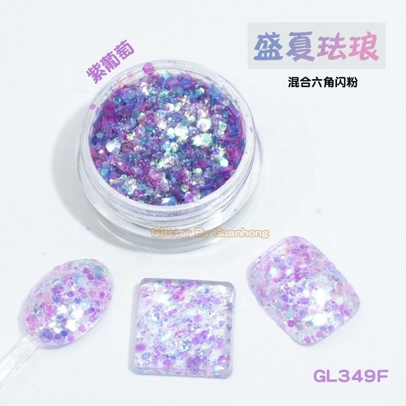 Pelangi berwarna-warni High Temp Polyester Glitter Powder Mix Lolos Paillette Stage Face Painting