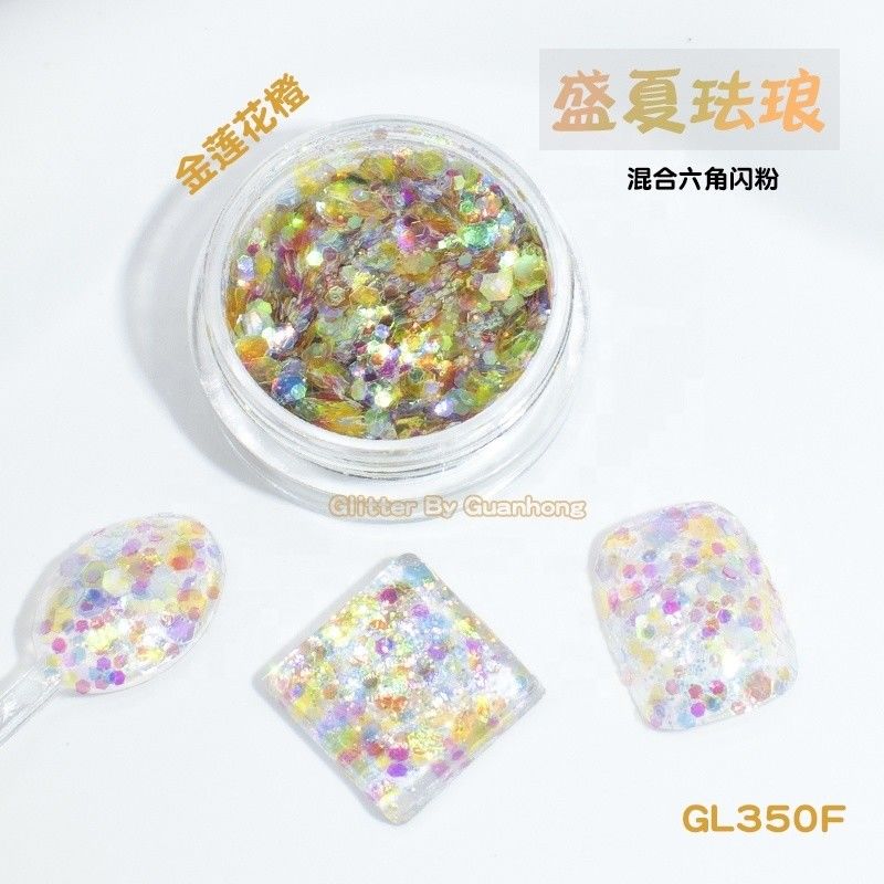 Pelangi berwarna-warni High Temp Polyester Glitter Powder Mix Lolos Paillette Stage Face Painting