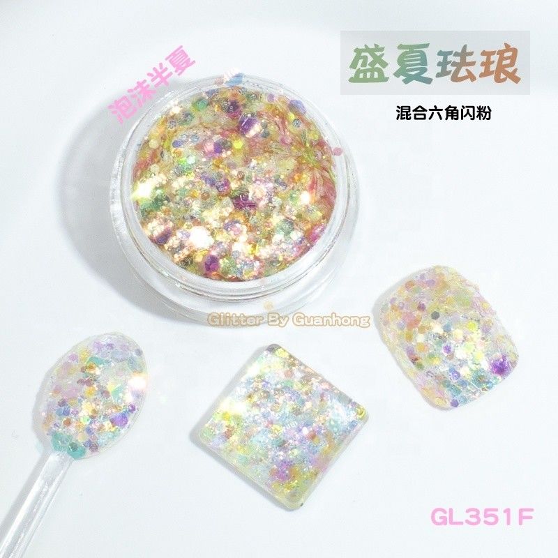 Pelangi berwarna-warni High Temp Polyester Glitter Powder Mix Lolos Paillette Stage Face Painting