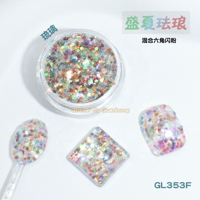Pelangi berwarna-warni High Temp Polyester Glitter Powder Mix Lolos Paillette Stage Face Painting