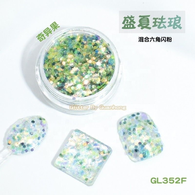 Pelangi berwarna-warni High Temp Polyester Glitter Powder Mix Lolos Paillette Stage Face Painting