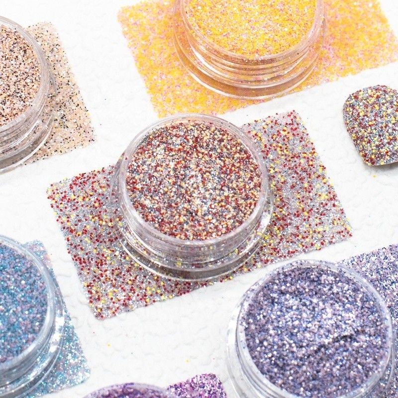 Extra Fine Polyester Mixed Glitter Nails Hexagonal Powder Dekorasi Natal Dalam Bulk