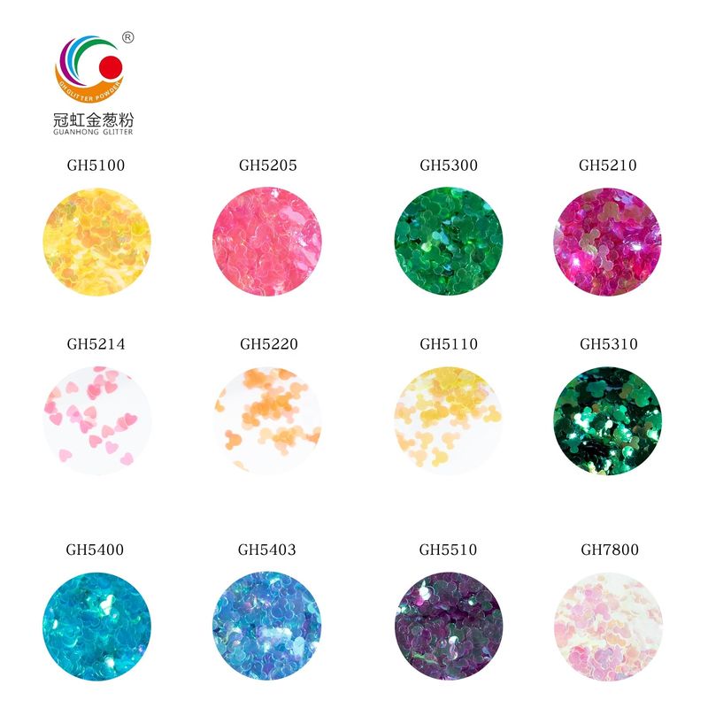 Hiasan Natal yang bagus kuku bibir glitter bubuk pelangi PET Chunky Mickey bentuk serpihan