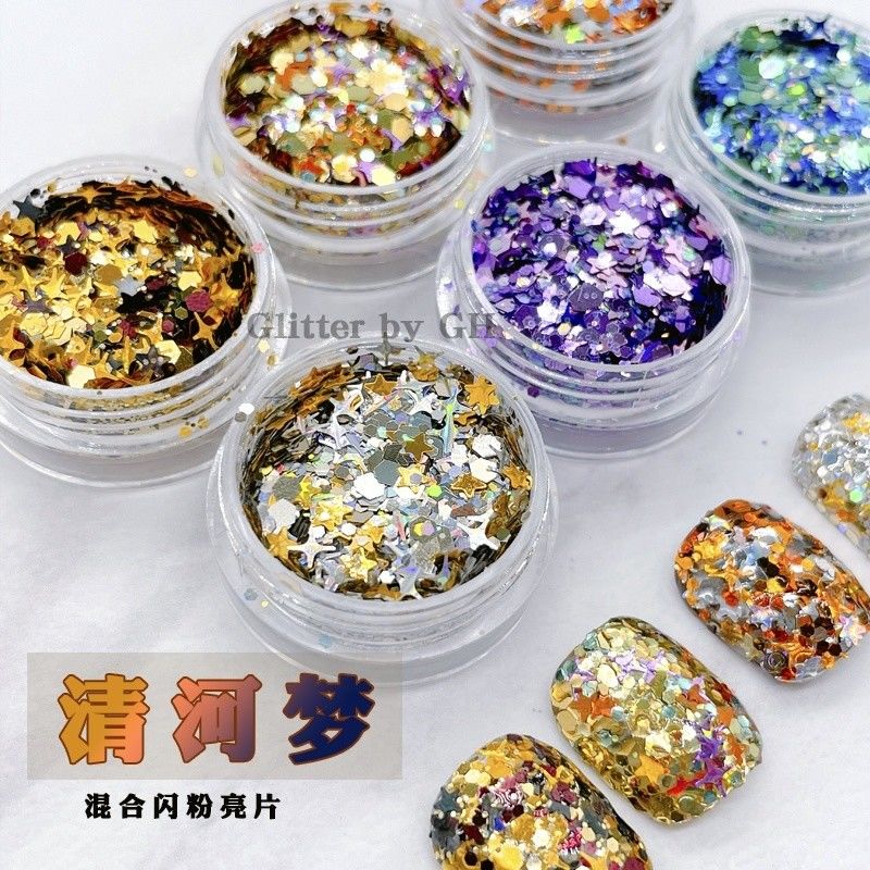 Multi Colors Loose Chunky Glitter Mix Fine Polyester Glitter Bulk Untuk Nail Art DIY Kerajinan