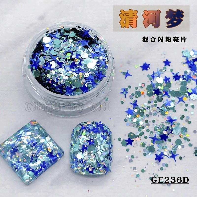 Multi Colors Loose Chunky Glitter Mix Fine Polyester Glitter Bulk Untuk Nail Art DIY Kerajinan