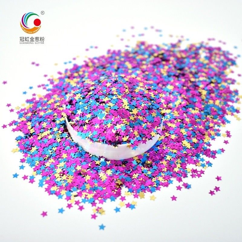 Kerajinan Mica PET Glitter Powder Bintang Berwarna Campuran Untuk Dekorasi Natal Lip Gloss