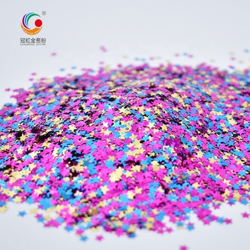 Kerajinan Mica PET Glitter Powder Bintang Berwarna Campuran Untuk Dekorasi Natal Lip Gloss