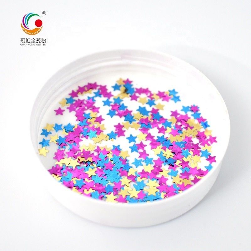Kerajinan Mica PET Glitter Powder Bintang Berwarna Campuran Untuk Dekorasi Natal Lip Gloss